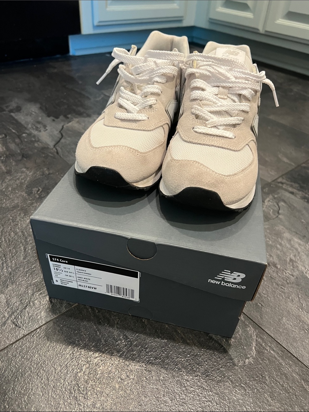 New Balance Beige and White Men's Casual Sneakers